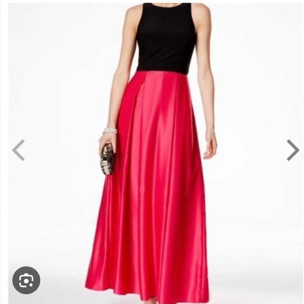 Color-Block Black and Pink Gown